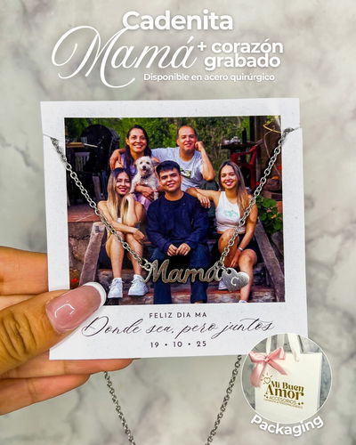 CADENITA MAMÁ + CORAZÓN GRABADO
