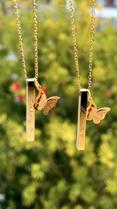 COMBO BARRITAS 3D DORADA GRABADAS + MARIPOSAS