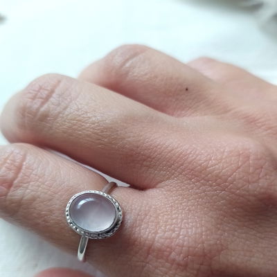 Anillo plata 925 y cuarzo rosa