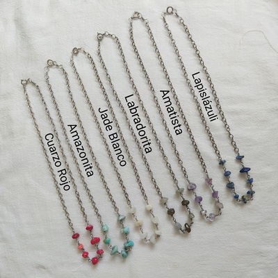 Collar Crocker luna piedras naturales y alpaca