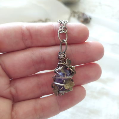 Dije amatista y flores (chico)