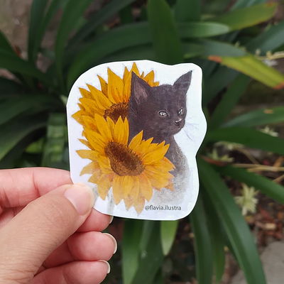 Sticker Gato Sunflower