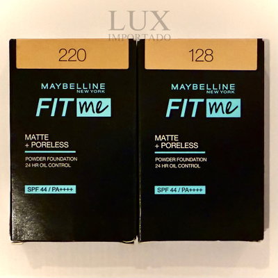 Maybelline Fit Me Matte + Poreless Powder Foundation SPF44 Alta Cobertura 128