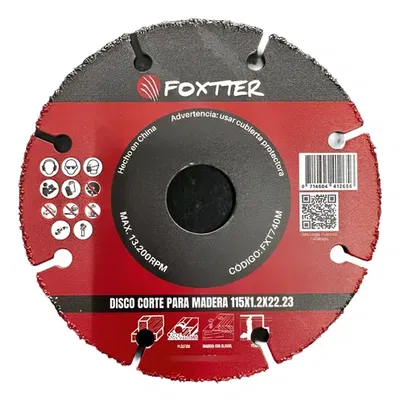 DISCO DE CORTE MADERA 115 TUNGSTENO FOXTTER