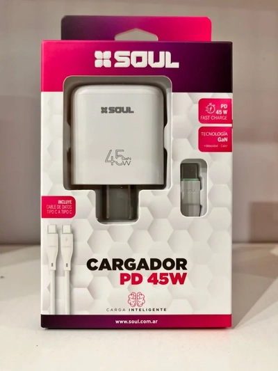 CARGADOR SOUL FAST PD 45W CON CABLE I TIPO C