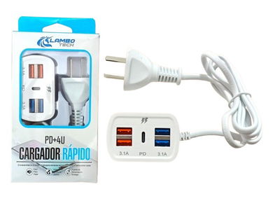 CARGADOR RAPIDO 4USB LAMBO TECH