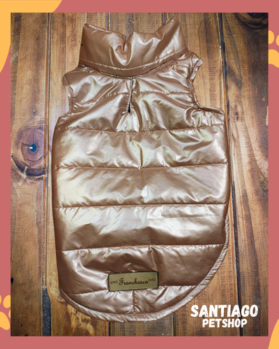 Puffer Verde metalizada rosa