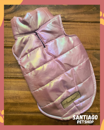 Puffer metalizado rosa