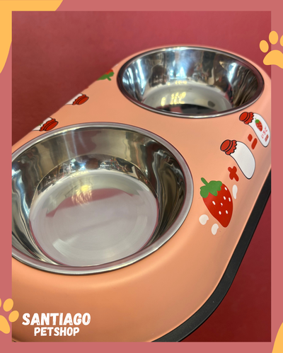 Comedero doble acero FRUTILLAS