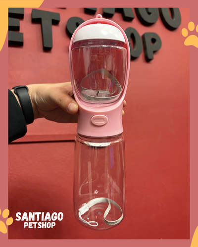 Bebedero portátil botón con recipiente para alimento