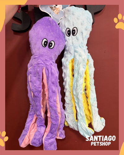 Pulpo de peluche con sonido de bolsa