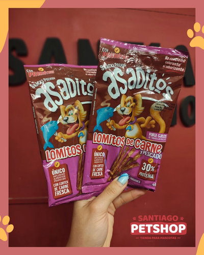 Asaditos lomitos de carne y pescado para Gatos