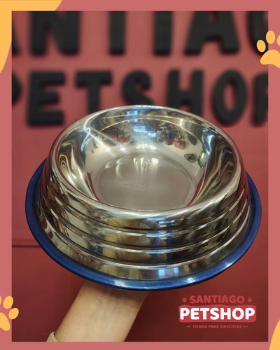 Comedero de acero Azul