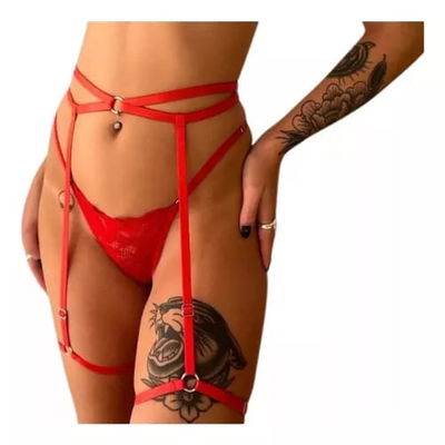 Arnés Liguero De Piernas - Con Tanga - Rojo