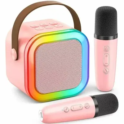 Parlante Colorful Karaoke. Modelo k12. Incluye 2 micrófonos