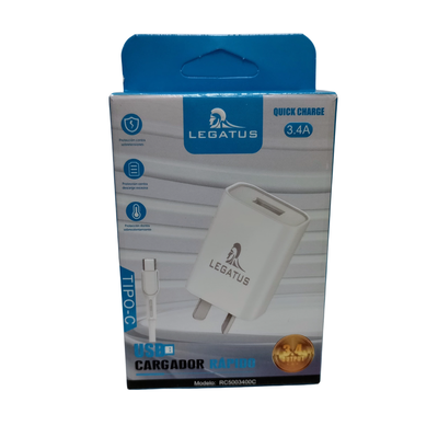 Cargador tipo C. Legatus 3.4mAh