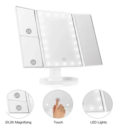 Espejo luz led recargable triple