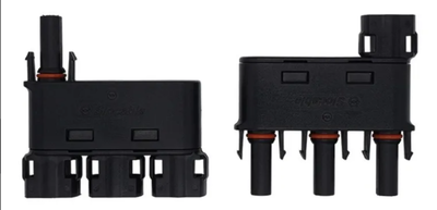 Par de conectores MC4 Tipo T Branch. 3 entradas y una salida (Macho - Hembra)