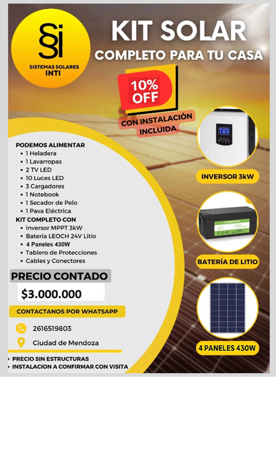 Kit Solar estándar para hogar 3kW