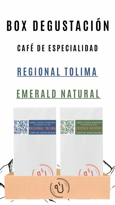 BOX de Café de ESPECIALIDAD Emerald Natural (Brasil) y Regional Tolima (Colombia)