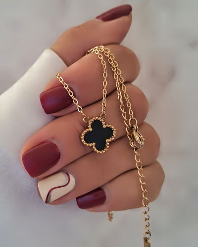 Collar Cleef Nácar Negro 45-5cm Ac. Dorado 