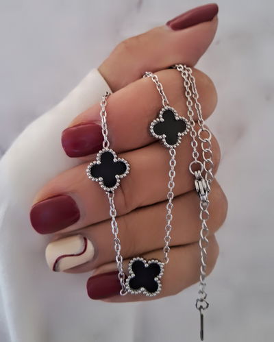 Collar Clovers Negro Dije Chico 40-5cm Ac. Quirúrgico 