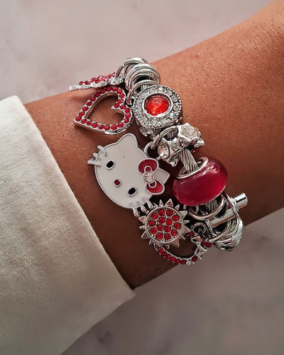Pulsera Kitty Roja Ac. Quirúrgico 