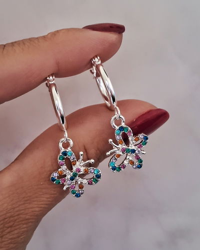 Argollas Vanna 1,5cm Rainbow Ac. Blanco 