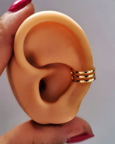 Earcuff Three Lines Ac. Dorado 