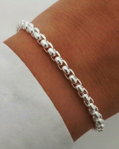 Pulsera Rolo Cuadrado 4mm 18cm Ac. Blanco 