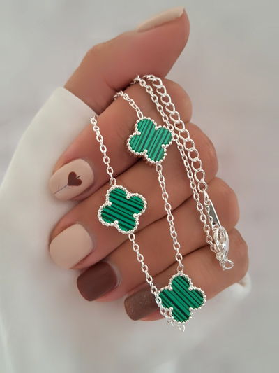 Collar Clovers Verde 40-5cm Ac. Blanco