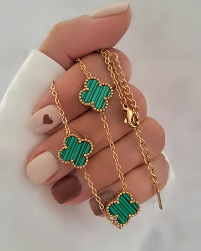 Collar Clovers Verde 40-5cm Ac. Dorado 