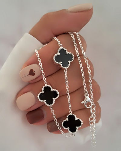 Collar Clovers Negro 40-5cm Ac. Blanco