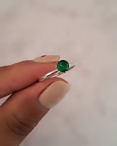 Anillo Point Verde Ac. Blanco 