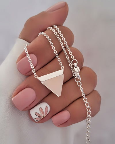 Collar Cracked Trian Rosa 40-5cm Ac. Blanco 