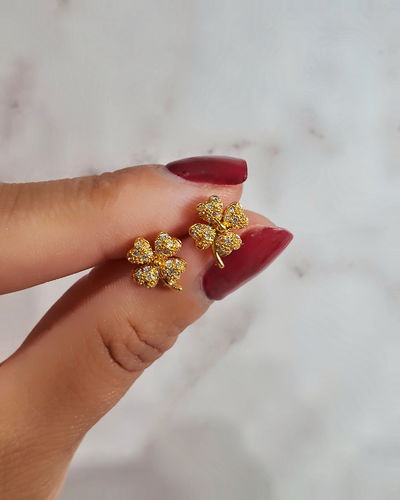 Aros Trébol Gold 8mm Ac. Dorado 
