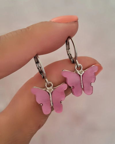 Argollas Mariposa Nacar Fucsia Ac. Quirúrgico 