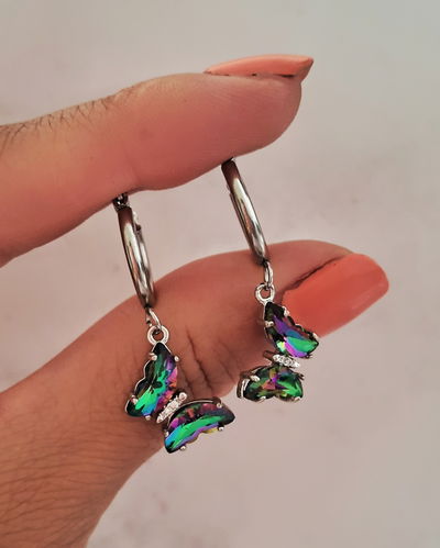 Argollas Flyve Tornasol Verde Ac. Quirúrgico