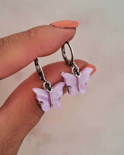 Argollas Mariposa Nacar Lila Ac. Quirúrgico 