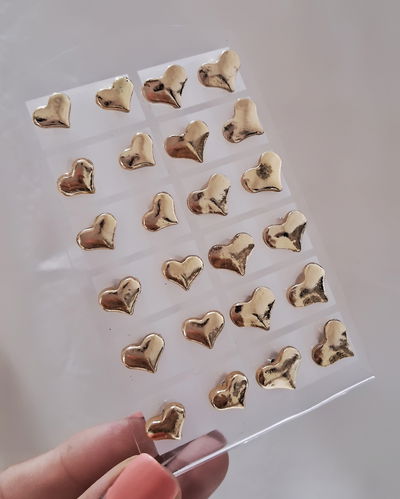 Aros Corazón Blister x12 pares Ac. Dorado 