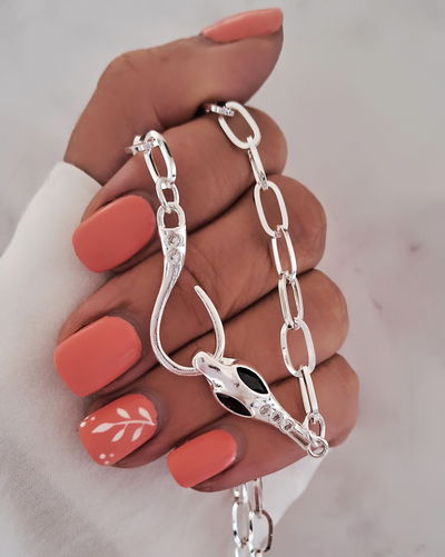 Collar Snake Chain 55cm Ac. Blanco 