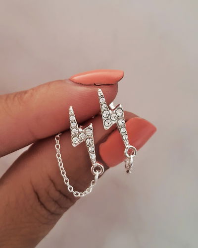 Aros Trueno Cristal Ac. Blanco 