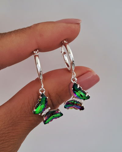 Argollas Mari Verde Ac. Blanco 