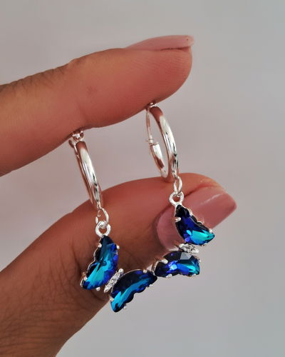 Argollas Mari Azul Ac. Blanco 