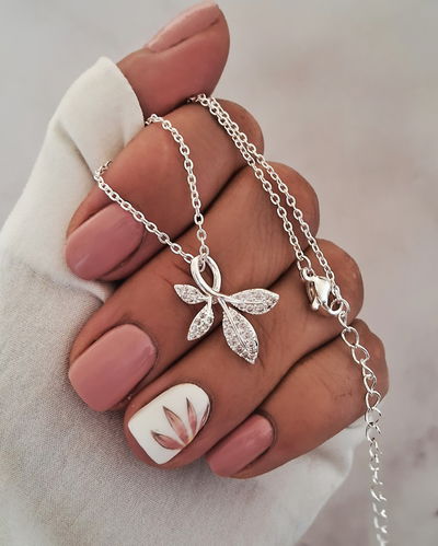 Collar Leaves 45-5cm Ac. Blanco 