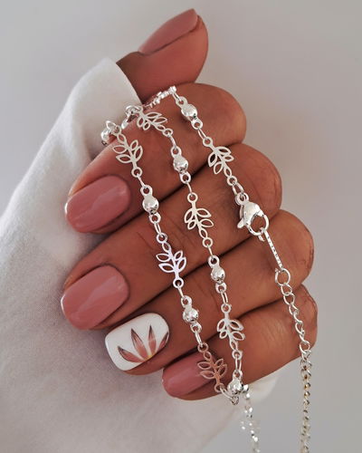 Collar Hojitas Balls 40-5cm Ac. Blanco 