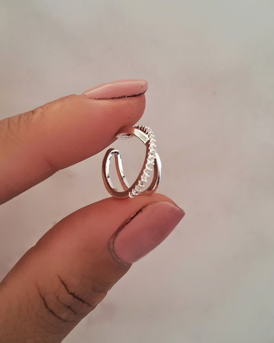 Earcuff Cruzado Shine Ac. Blanco 