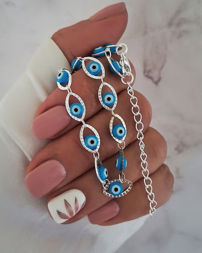 Collar Multi Ojitos 45-5cm Ac. Blanco 