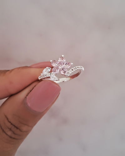 Anillo Petuña Rosa Ac. Blanco 