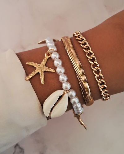 Pulsera Tulum Pack x3 Fantasía Dorado 